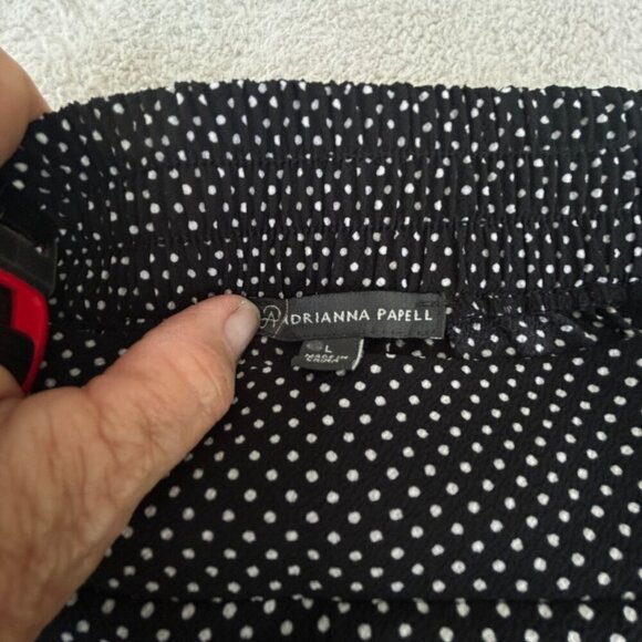 Adrianna Papell Flowy Crepe Palazzo Pants Dark Brown Polka Dot 34" x 27" Sz L - Picture 5 of 12